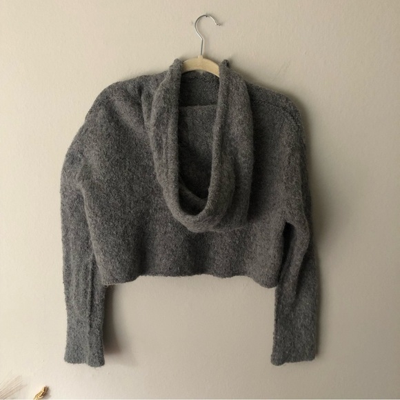 Allsaints Ava Hoodie Wool Cropped in Grey Size Medium - Picture 7 of 10